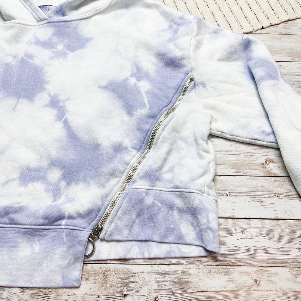 Jonathan Simkhai Tie Dye Crop Zipper Hoodie Sweatshirt Purple White Extra Small - Picture 4 of 7